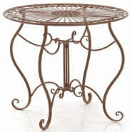 Décoshop26 - Table de jardin ronde style rustique en fer forgé marron vieilli 10_0003043 - 3000251365412