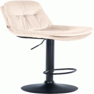 Décoshop26 - Tabouret chaise haute x1 pour cuisine et bar à assise moelleuse en velours crème cadre en métal noir 10_0005691 - beige métal 300026