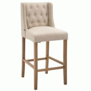 Décoshop26 - Tabouret de bar style classique en tissu crème dossier capitonné et pieds en bois clair 10_0000998 - 3000714669606 Décoshop26 - Tabouret de bar style classique en tissu crème dossier capitonné et pieds en bois clair 10_0000998 - 3000714669606