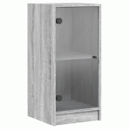 Helloshop26 - Armoire latérale avec portes en verre design intemporel rangement 35 x 37 x 75 cm en bois d'ingénierie sonoma gris 02_0049321 - gris v