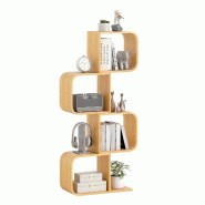 Helloshop26 - Bibliothèque en forme de s à 4 niveaux 23 x 61 x 133,5 cm rangement ouvert design moderne en bambou naturel 20_0010664 - 3000226292774
