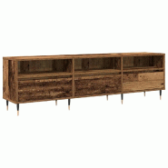 Helloshop26 - Meuble TV rectangulaire moderne rangement efficace 150 x 30 x 45 cm en bois d'ingénierie bois ancien 02_0052159 - Bois massif 300023727