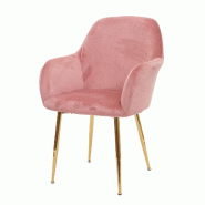 Mendler Chaise de salle à manger HWC-F18, chaise de cuisine, design rétro ~ velours vieux rose, pieds dorés - rose textile 75735