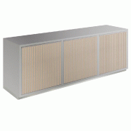 Meuble Vertigo T01 2 portes 2 tiroirs MDF naturel et gris alu 180x47x60 cm