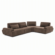 Oviala Business Canapé d'angle modulable 4 places dossier ajustable 340 cm chocolat - marron polyester 115469