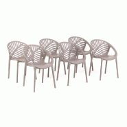 RATTATAN Set de 6 chaises en polypropylène avec fibre de verre empilables pour jardin, bar et restaurant, structure robuste et légère - Vivian - Ta