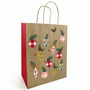 Sac kraft Enjoy naturel et rouge 35+14X41 cm - par 50