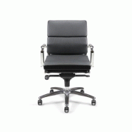 Siège de bureau Chicago - cuir pleine fleur - piètement aluminium poli - mécanisme basculant décentré Siège de bureau Chicago - cuir pleine fleur - piètement aluminium poli - mécanisme basculant décentré