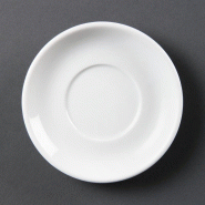 Soucoupe à espresso empilable 85 ml - Olympia - Porcelaine blanche 145 mm - Lot de 24 Soucoupe à espresso empilable 85 ml - Olympia - Porcelaine blanche 145 mm - Lot de 24