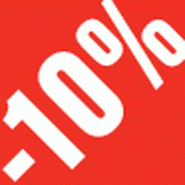 Sticker remise -10% 3.3x3.3cm rouge/blanc - par 500 - adhésif durable et résistant