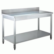 Vaiotec Table de travail EASYLINE / avec étagère de base et rebord surélevé, 600 x 700 mm - inox 10106