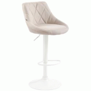 CLP Tabouret de bar Lazio en Tissu Hauteur réglable siège pivotant Crème/Blanc - beige textile 321784 CLP Tabouret de bar Lazio en Tissu Hauteur réglable siège pivotant Crème/Blanc - beige textile 321784