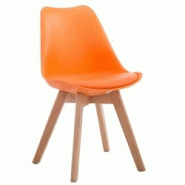 Décoshop26 - Chaise de salle à manger x1 design scandinave en PVC et plastique orange et piètement à 4 pieds en bois clair 10_0003268 - 3000251486254 Décoshop26 - Chaise de salle à manger x1 design scandinave en PVC et plastique orange et piètement à 4 pieds en bois clair 10_0003268 - 3000251486254