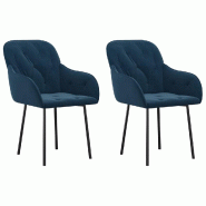 Décoshop26 - Set de 2 chaises de salle à manger en tissu velours bleu et métal DEC025489 - bleu métal 3000255278367