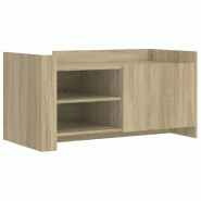 Décoshop26 - Table basse avec étagères design moderne 100 x 50 x 50 cm bois d'ingénierie couleur chêne DEC038870 - Bois massif 3000264085635