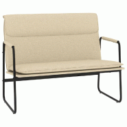 Helloshop26 - Banc banquette 100 x 64 x 80 cm tissu crème 02_0010632 - métal 3000585282720