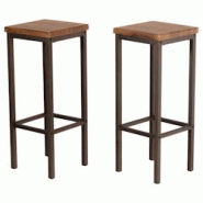 Lot de 2 tabourets de bar 78 cm de haut, couleur noyer, modèle FIRENZE ROMA par Yelloo - 0805698370158 Lot de 2 tabourets de bar 78 cm de haut, couleur noyer, modèle FIRENZE ROMA par Yelloo - 0805698370158