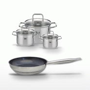 Lot Poêle 28cm & 3 Faitouts Elo Profi Therm Platinum - gris inox 3176239951868