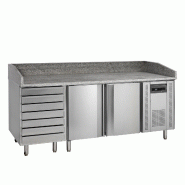 Meuble à pizza 2 portes et 7 tiroirs à pâte pces PT1310 Inox TEFCOLD