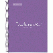 MIQUELRIUS Lot de 5 Cahier Emotions A4, 240p./120 feuilles 90 g/m², reliure intégrale, couverture carton violet, quadrillé 5x5 - 8422593466872