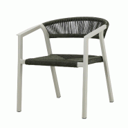 Proloisirs Fauteuil Gabriel Alu Crème/Wicker Vert - vert multi-matériau AG1051