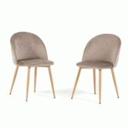 RATTATAN Lot de 2 chaises en velours avec pieds en métal, design élégant pour cuisine, salle à manger, bar ou restaurant – Sara – Taupe/Effet RATTATAN Lot de 2 chaises en velours avec pieds en métal, design élégant pour cuisine, salle à manger, bar ou restaurant – Sara – Taupe/Effet
