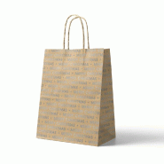 Sac kraft Merry Christmas argent métal poignées torsadées 24x12x32cm - par 50