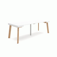 SKRAUT HOME Table console extensible, 220, Pour 10 personnes, Pieds en bois, Blanc - blanc Bois manufacturé 309_25