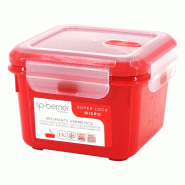 SP BERNER - Boîte hermétique SUPER LOCK MICRO 1,1 L, carrée, adaptée à la cuisson vapeur au micro-ondes - rouge plastique polypropylène SB270