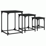 VidaXL Tables basses gigognes 3 pcs noir bois d'ingénierie Modèle Lofty Élégance - 838923