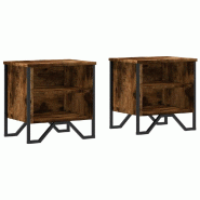 VidaXL Tables de chevet 2 pcs chêne fumé 40x30x40 cm bois d'ingénierie – Modèle Univers Nuit - 848499