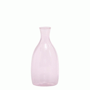 Zafferano Petit Vase Un Fiore Capacité 35 Cl En Verre Borosilicaté Soufflé À La Main Avec Un Décor Blanc Raffiné Sur L'Ouverture, Couleur Rose,