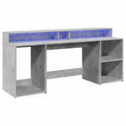 Bureau et lumières LED gris béton 200x55x91cm bois d'ingénierie Modèle Atlas Master Core - 8721158402769