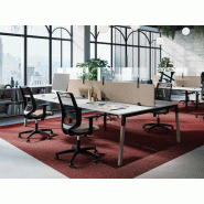 Bureau bench 4 personnes Pop Woody avec plateau mélaminé et piètement bois massif Bureau bench 4 personnes Pop Woody avec plateau mélaminé et piètement bois massif