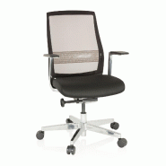 Chaise de bureau / siège FOUNTAINE PRO tissu maille transparent / assise tissu noir hjh OFFICE - noir polyester 657661
