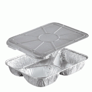 COMBO NOVATRAY THERMO - 3 Comp. HAUT (360+230+170ml) - Alu +Couvercle Alu (H: 39+12=51mm) - KPCT761