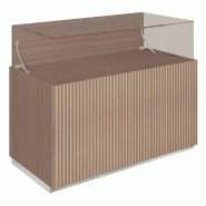 Comptoir vitrine fond bois Vertigo T01 MDF naturel et noyer 120x60x93cm