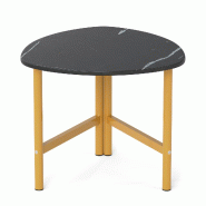 COSTWAY Table d'Appoint Triangulaire, en Bois avec Pieds Métalliques, Industrielle, pour Salon et Petits Espaces - multicolore Bois manufacturé VH35