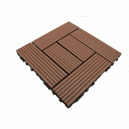 DALLE DE TERRASSE BOIS COMPOSITE CLASSIC 30 X 30 CM - COLORIS - TERRE CUITE, EPAISSEUR - 25MM, LARGEUR - 30 CM, LONGUEUR - 30 CM, SURFACE COUVERTE EN M² - 0.091 PAR DALLE SOIT 11 DALLES POUR 1