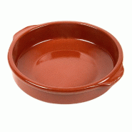 Grand ramequin avec anses en terre cuite marron 850ml Ø20x5cm par 8