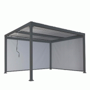 Mendler Pergola en aluminium HWC-L41 avec 2x parois latérales, pavillon à lamelles, structure métallique stable de 8cm 3x3,7m ~ anthracite - gris m
