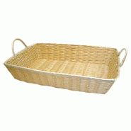 Panier rectangulaire avec anses effet osier PP beige 48x35x10cm - par 12