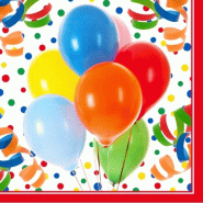 PAPSTAR 100 serviettes, 3 plis, 1/4, 33 cm x 33 cm "Lucky Balloons" - rouge papier 81709