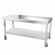 Table de travail en inox soubassement 1400 x 600 mm sur roulettes PREMIUM / GOLDINOX - inox 3701770807093 Table de travail en inox soubassement 1400 x 600 mm sur roulettes PREMIUM / GOLDINOX - inox 3701770807093