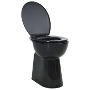 Toilette haute sans bord avec fermeture douce cuvette wc siÈge de toilette salle de bain maison intÉrieur 7 cm cÉramique noir 02_0003565