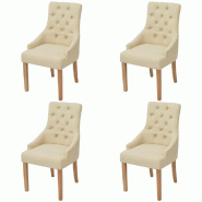 VidaXL Chaises à manger lot de 4 crème tissu Modèle Aurore Royale - 274425