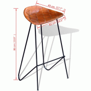 VidaXL Chaises De Bar Lot De 2 Noir Et Marron Cuir Véritable - 243305_0