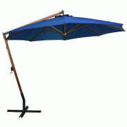 VidaXL Parasol de jardin suspendu avec mât bleu azuré bois de sapin Modèle Atlas Panorama - bleu 313773