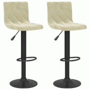 VidaXL Tabourets de bar lot de 2 crème velours Modèle Lofty Contemporain - 333730