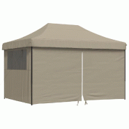 VidaXL Tente de réception pliable escamotable 4 parois latérales taupe Modèle AbriRecto 335 - marron 4004978